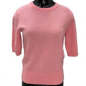 NEW WHITE + WARREN women's cashmere short sleeve pullover sweater tee in pink